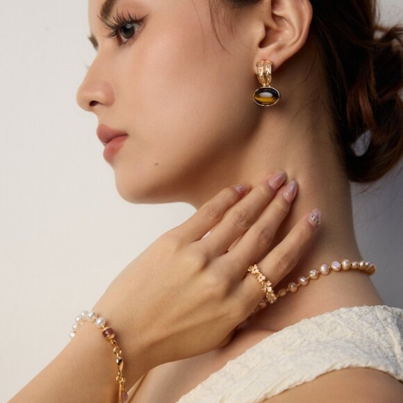 💖 Artisan Original Strawberry Quartz & Pearl Bracelet | S925 Gold Adjustable - Picture 6 of 11